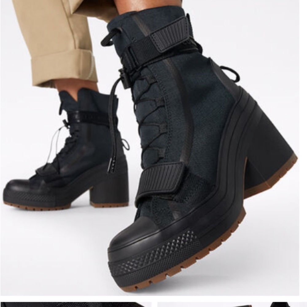 Black converse heeled combat boots